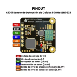 C1001 Sensor de Detección de Caídas 60GHz SEN0623 Pinout