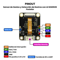 Sensor de Gestos y Detección de Rostros con AI SEN0626 Pinout posterior