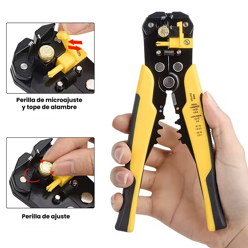 Pelacables Autoajustable con Cortadora de Cable y Crimpado de Terminales