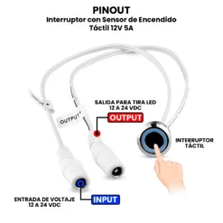 AR4747 - Interruptor con Sensor de Encendido Tactil 12V 5A PINOUT