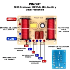 AR4656 - 305B Crossover 150W de Alta, Media y Baja Frecuencia PINOUT
