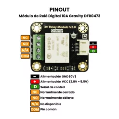 Módulo de Relé Digital 10A Gravity DFR0473 Pinout
