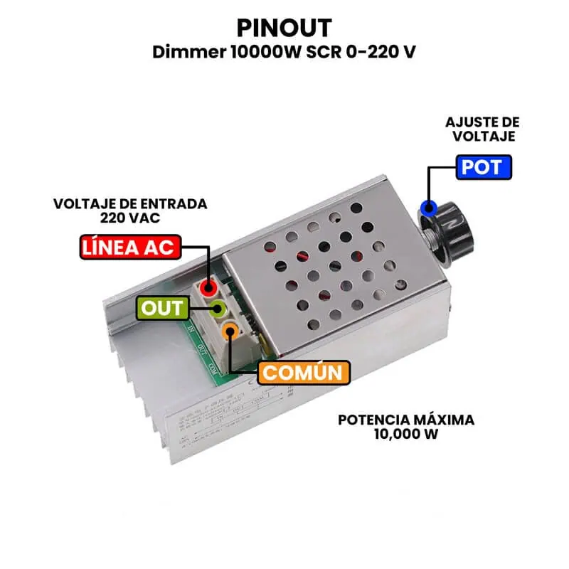 AR4855 - Dimmer 10000W SCR 0-220 V PINOUT