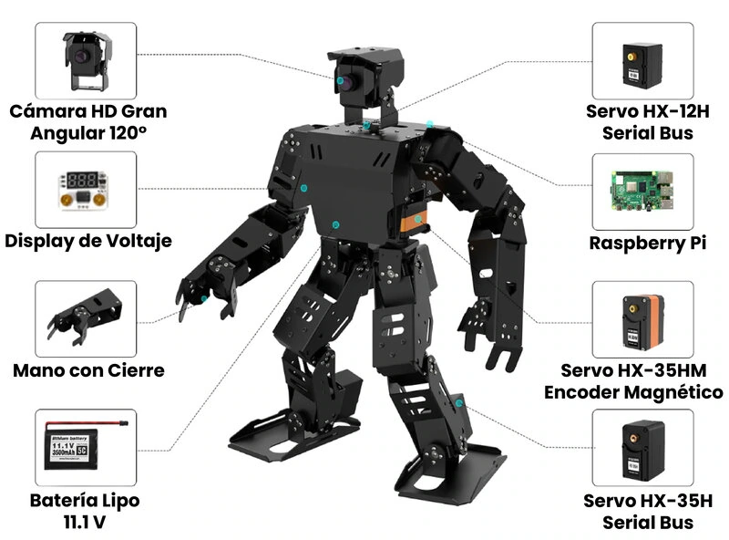 AR4921 - AiNex Biped Humanoid Robot Raspberry Pi 8GB AI con Tecnologia ROS Quinta IA2 Español