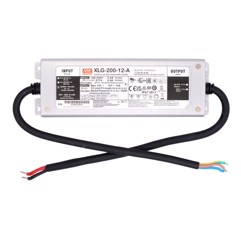 XLG-200-12-A Fuente Conmutada 12V 16A IP67 MEAN WELL