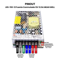 LRS-150-12 Fuente Conmutada 12V 12.5A MEAN WELL Pinout
