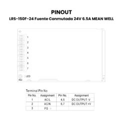 LRS-150F-24 Fuente Conmutada 24V 6.5A Pinout