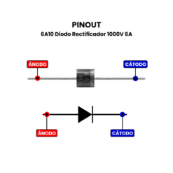 Pinout-6A10-Diodo-Rectificador-1000V-6A