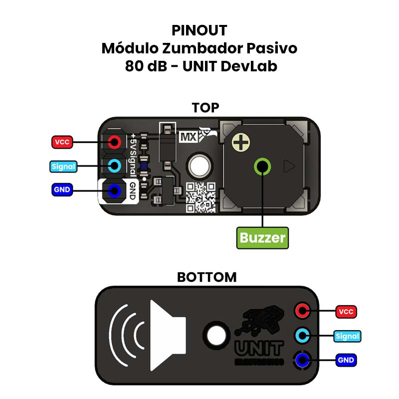 Módulo Zumbador Pasivo 80 dB - UNIT DevLab