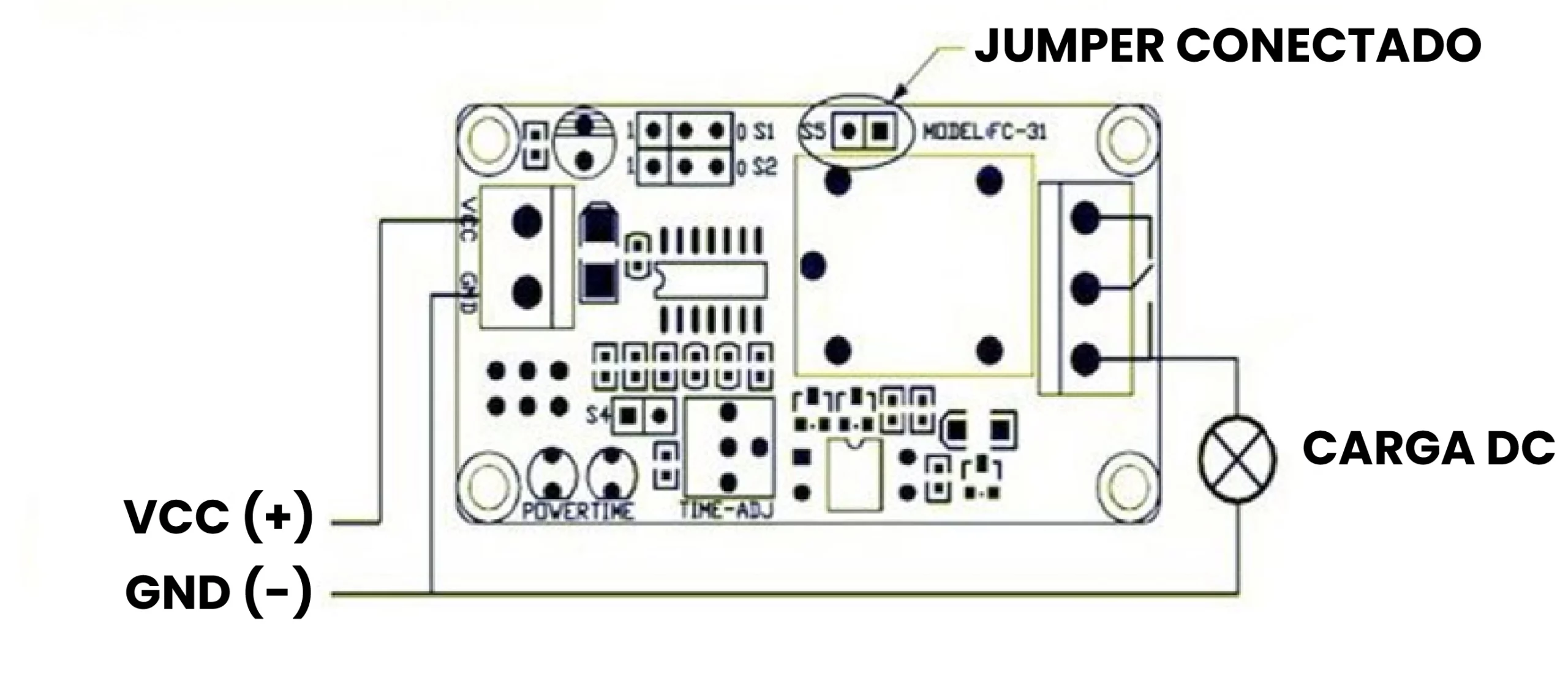 AR4847 - Módulo Relé con Retardo 12 VDC OFFON Diagrama DC IA