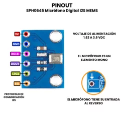 AR4975 - SPH0645 Micrófono Digital I2S MEMS PINOUT