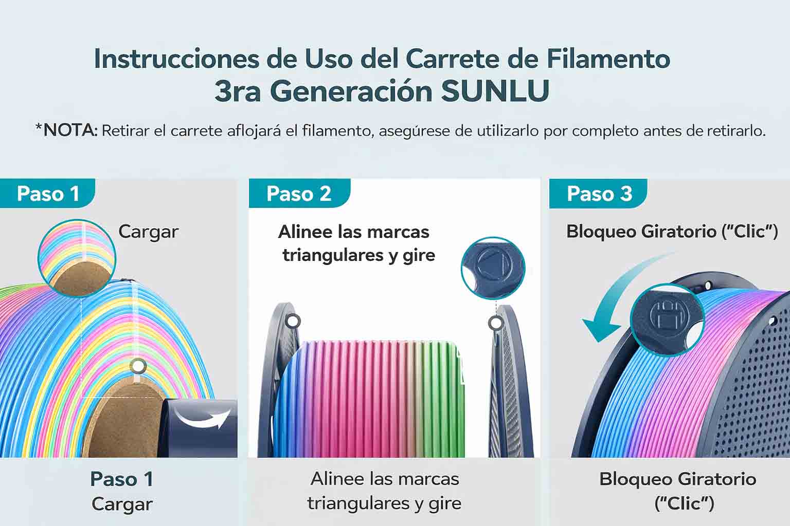 PLA+ Silk Arcoíris 1Kg Filamento SUNLU