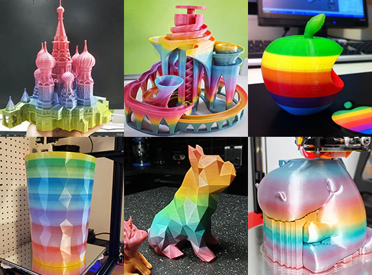 Filamento PLA Silk Arcoíris Degradado Cada 8M 1Kg SUNLU