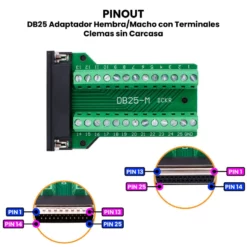 AR5040 - AR5041 - DB25 Adaptador HembraMacho con Terminales Clemas sin Carcasa PINOUT_1