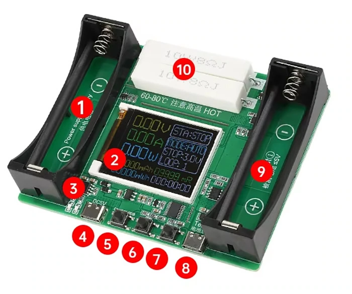X-HX0598A Probador de Baterias de Litio 18650 2 Canales BT4-1CHN