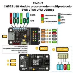 CH552 USB Modulo programador multiprotocolo SWD JTAG UPDI USBasp