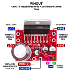 AR4803 - CD7379 Amplificador de Audio Doble Canal 38W PINOUT