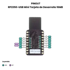 RP2350-USB Mini Tarjeta de Desarrollo 16MB Pinout posterio