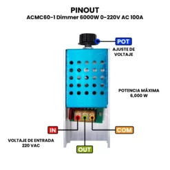 AR4829 - ACMC60-1 Dimmer 6000W 0-220V AC 100A PINOUT