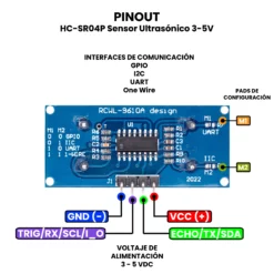 AR4841 - HC-SR04P Sensor Ultrasónico 3-5V PINOUT