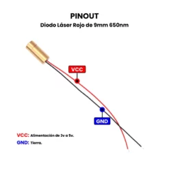 Pinout_Diodo Láser Rojo de 9mm 650nm
