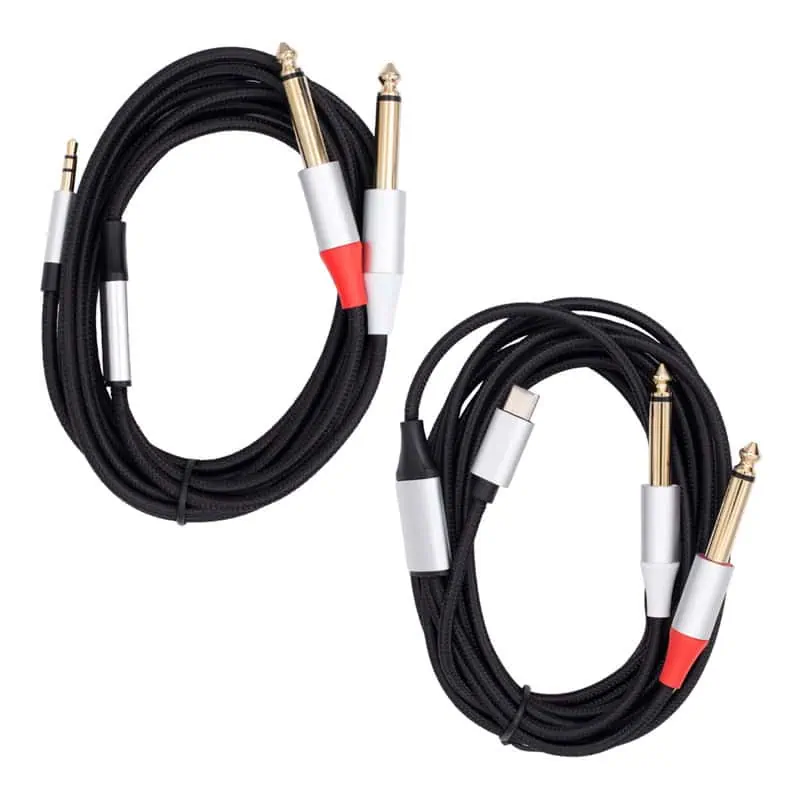 Cable de Audio Plug TS Dual 6.35 mm a USB-CJack 3.5mm 3 metros_1