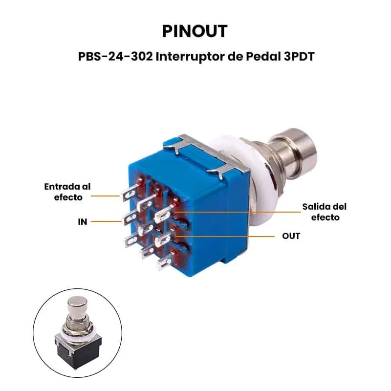 PBS-24-302 Interruptor de Pedal 3PDT _pinout