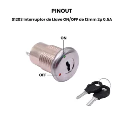 S1203 Interruptor de Llave ONOFF de 12mm 2p 0.5A _pinout